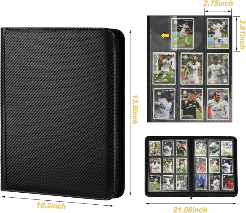 GERMUN Trading Card Binder 9 Pocket, PU Cover Card Binder for 360 Cards, Premium Trading Card Holder Folders, Double Sided Pocket Card Album for MTG, TCG (Carbon Black) - Image 3